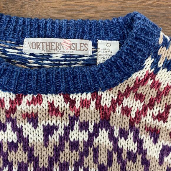 Northern Isles Geometric Knit Sweater Crewneck Grandpa Abstract 90s XL - Picture 3 of 4